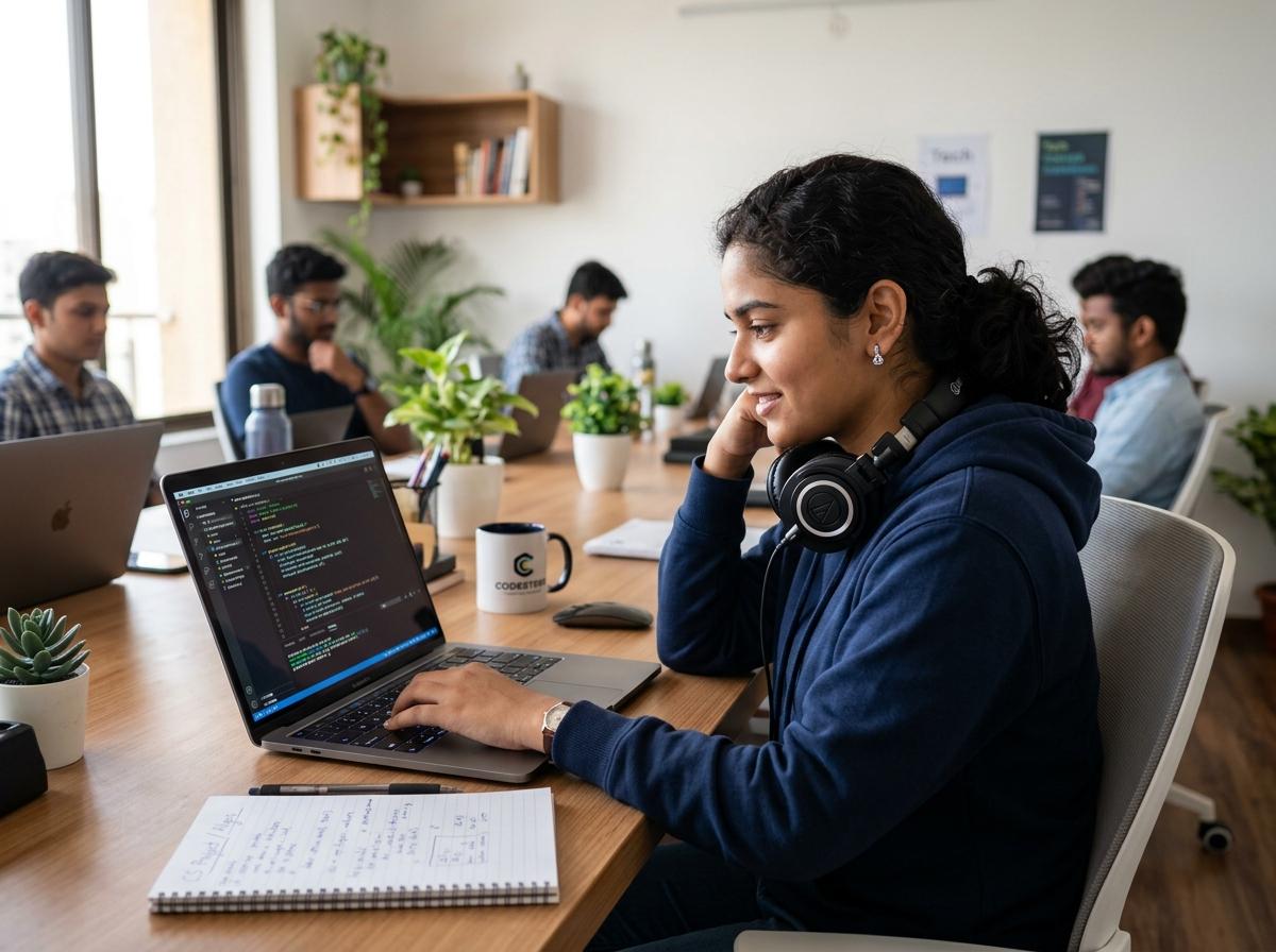 Computer science student coding and building modern software